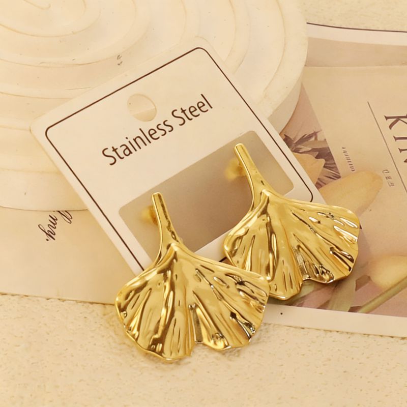 Gold Style 1 Stainless Steel Heart-shaped Earrings
