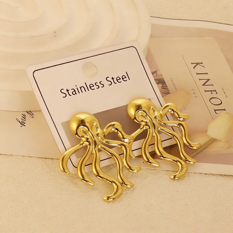 Gold Style 1 Stainless Steel Heart-shaped Earrings