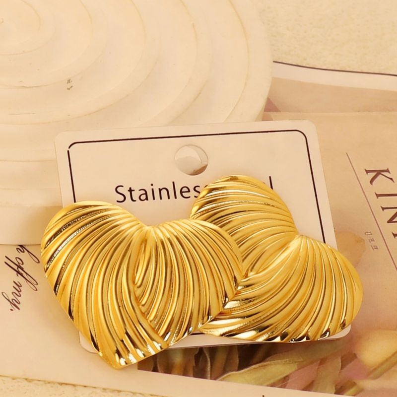 Gold Style 1 Stainless Steel Heart-shaped Earrings