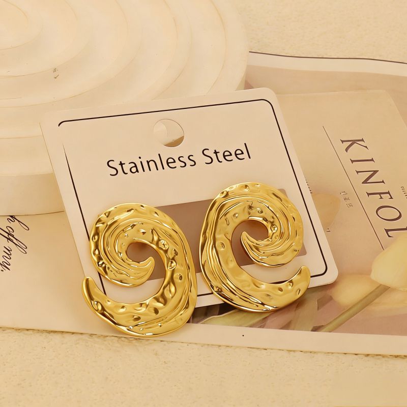 Gold Style 1 Stainless Steel Heart-shaped Earrings