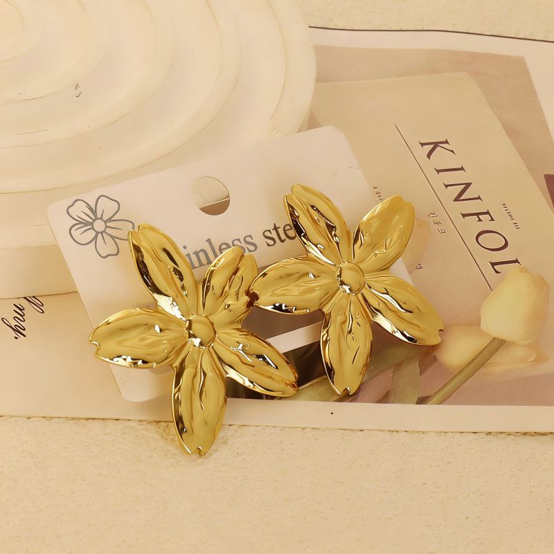 Gold Style 1 Stainless Steel Heart-shaped Earrings