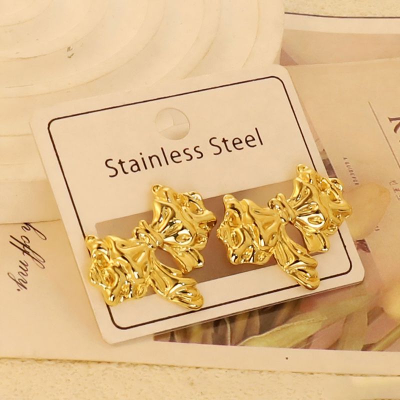 Gold Style 1 Stainless Steel Heart-shaped Earrings