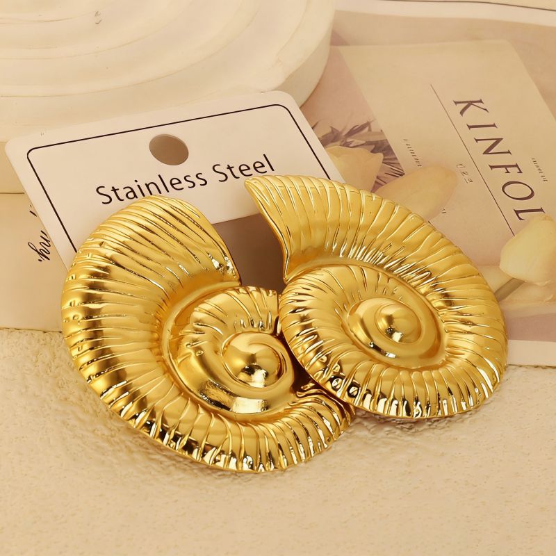 Gold Style 1 Stainless Steel Heart-shaped Earrings