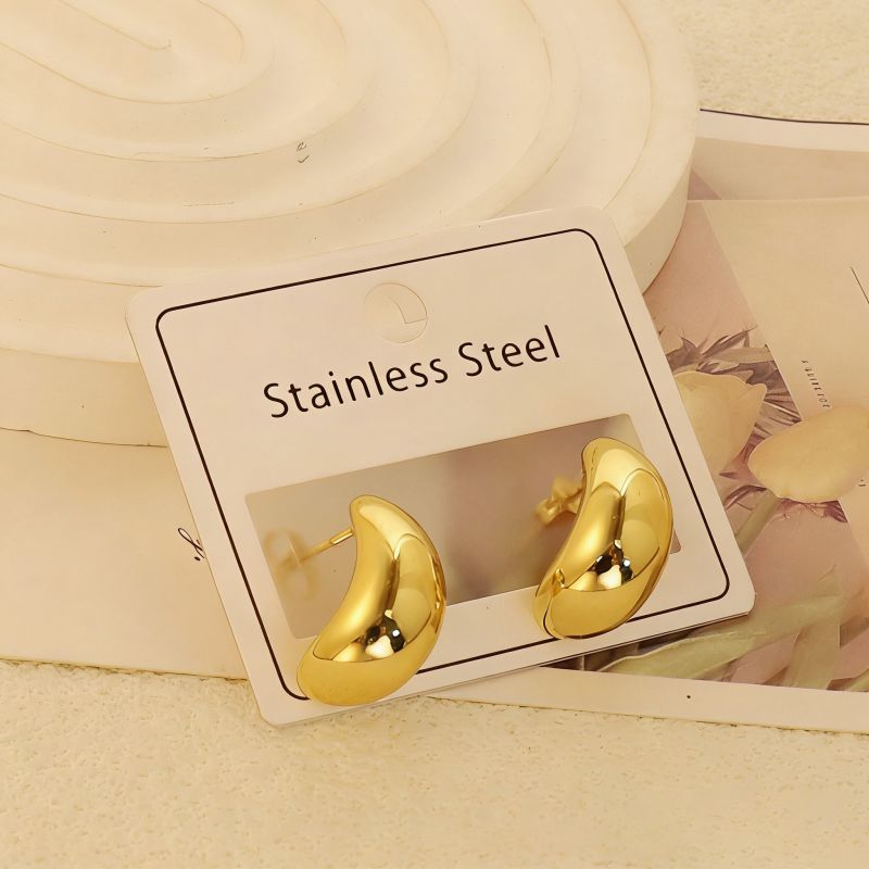 Gold Style 1 Stainless Steel Heart-shaped Earrings