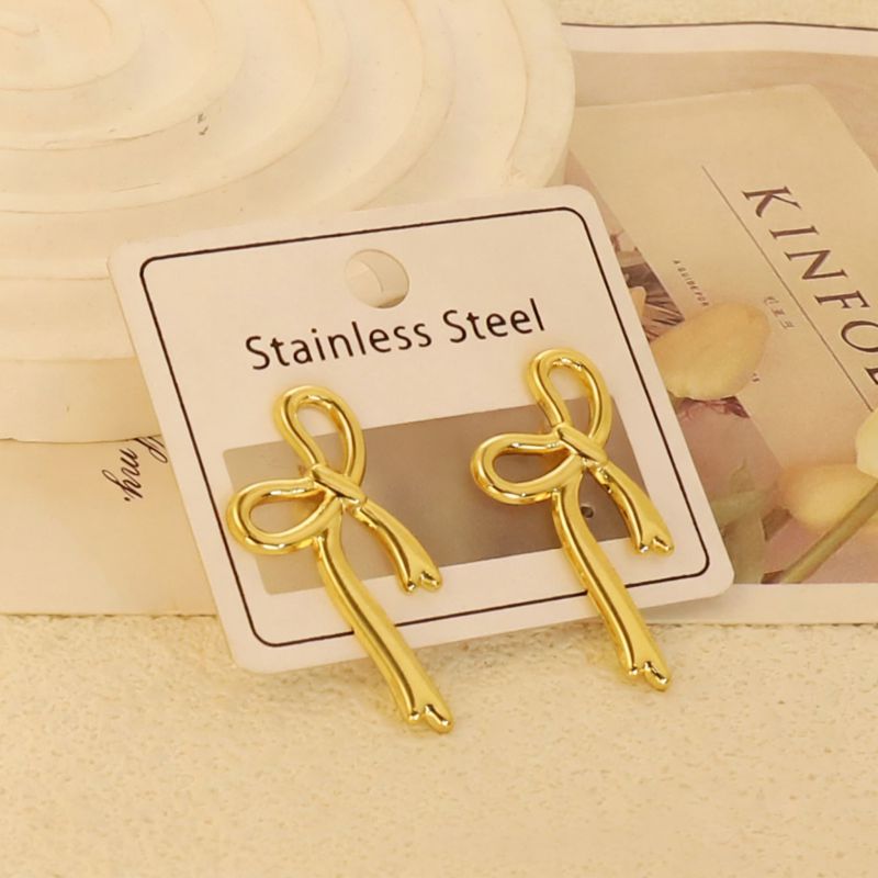 Gold Style 1 Stainless Steel Heart-shaped Earrings