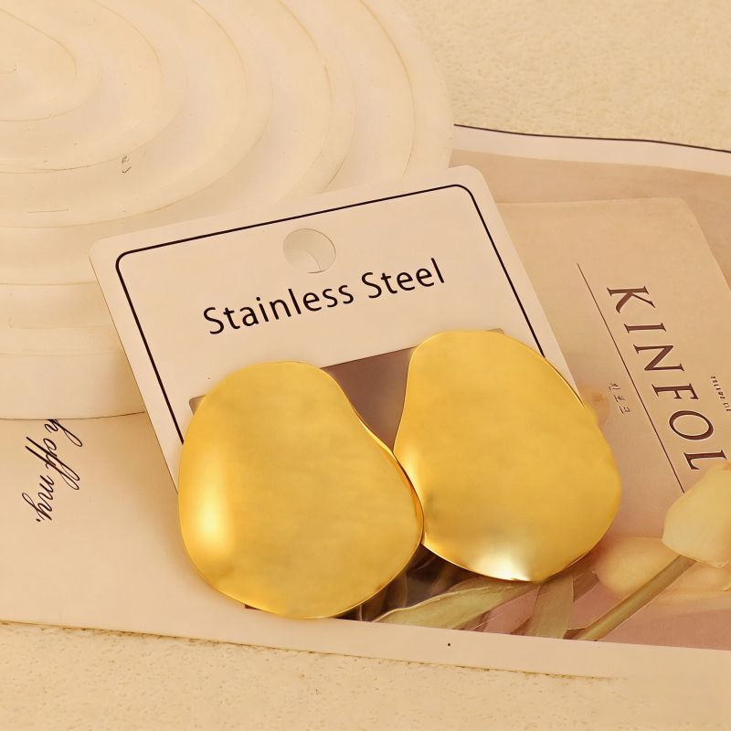 Gold Style 1 Stainless Steel Heart-shaped Earrings