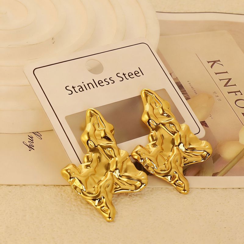 Gold Style 1 Stainless Steel Heart-shaped Earrings