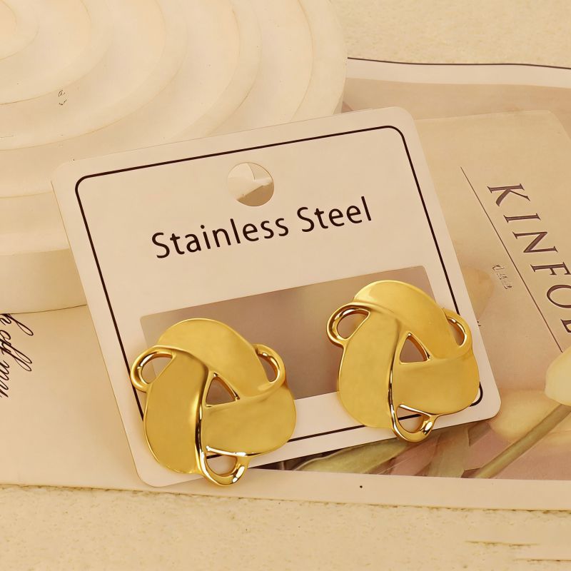 Gold Style 1 Stainless Steel Heart-shaped Earrings