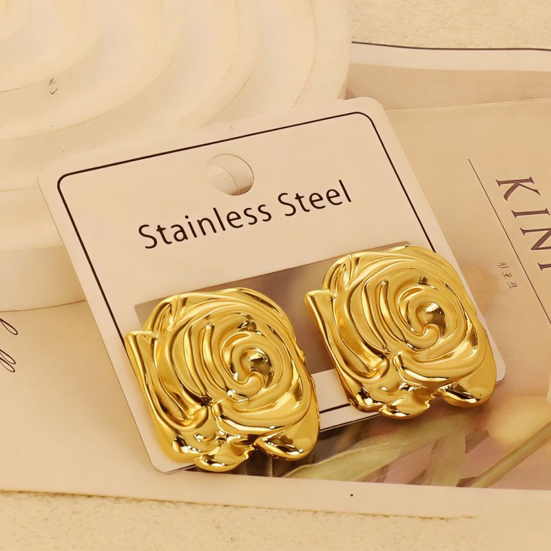 Gold Style 1 Stainless Steel Heart-shaped Earrings