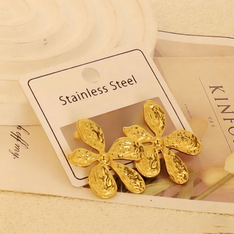 Gold Style 1 Stainless Steel Heart-shaped Earrings