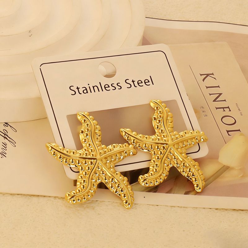 Gold Style 1 Stainless Steel Heart-shaped Earrings