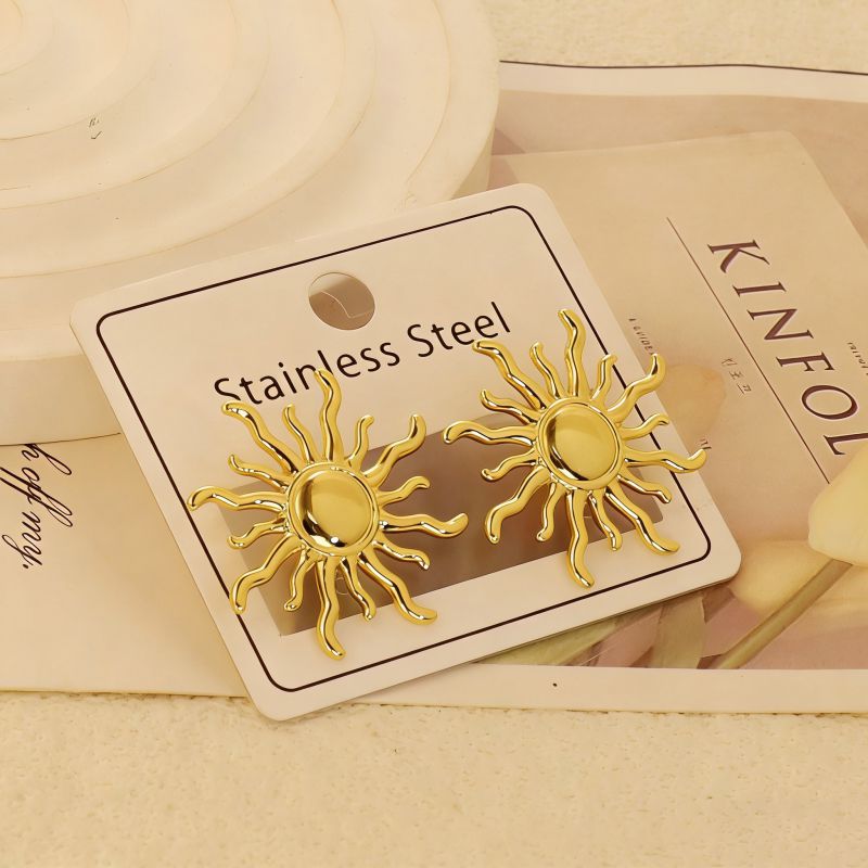 Gold Style 1 Stainless Steel Heart-shaped Earrings