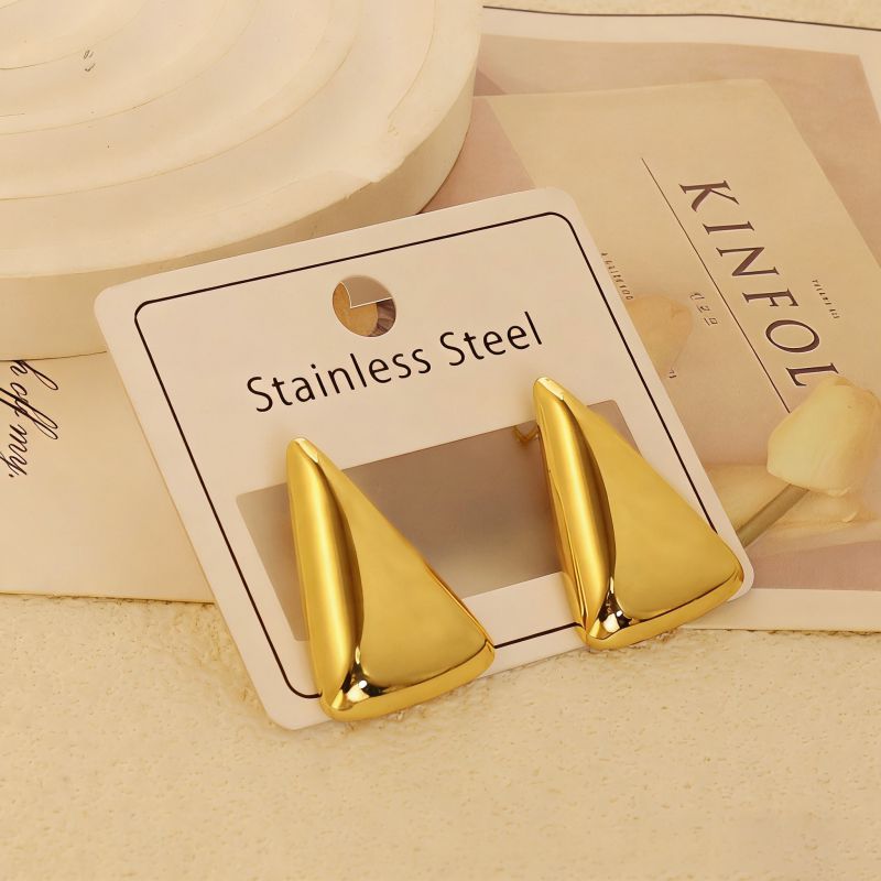 Gold Style 1 Stainless Steel Heart-shaped Earrings
