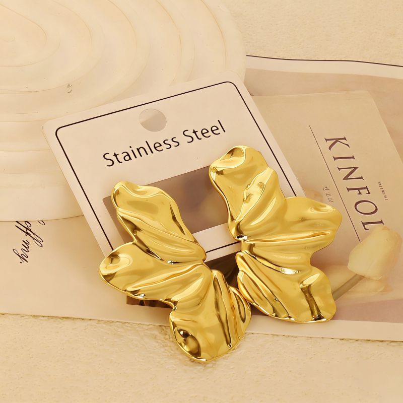 Gold Style 104 Stainless Steel Bow Earrings