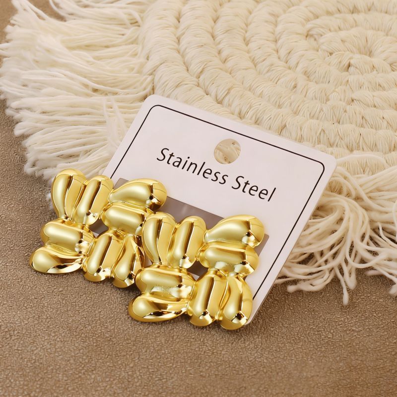 Gold Style 104 Stainless Steel Bow Earrings