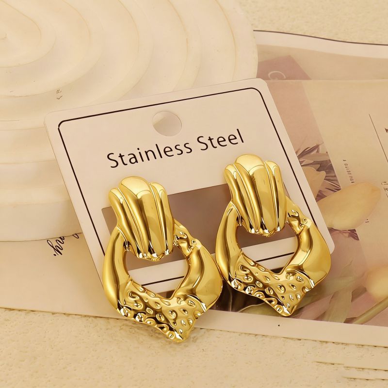 Gold Style 51 Stainless Steel Bow Earrings