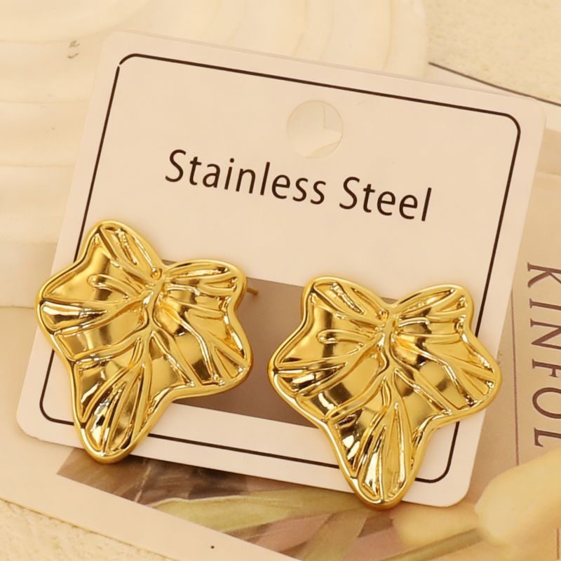 Gold Style 51 Stainless Steel Bow Earrings