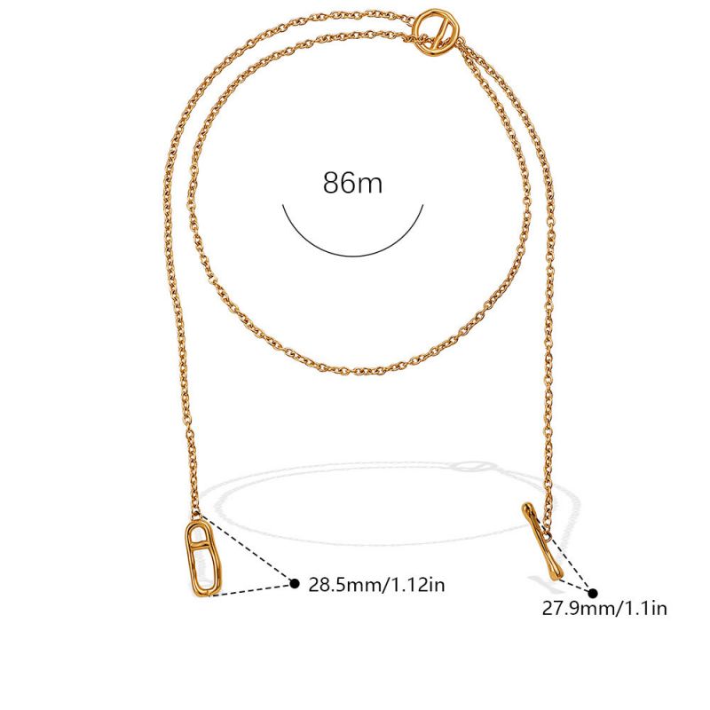 Gold Sweater Chain Stainless Steel Pig Nose Necklace