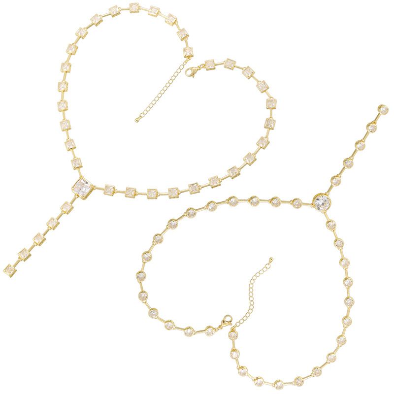 Gold Teardrop Bamboo Necklace Copper Diamond Teardrop Necklace