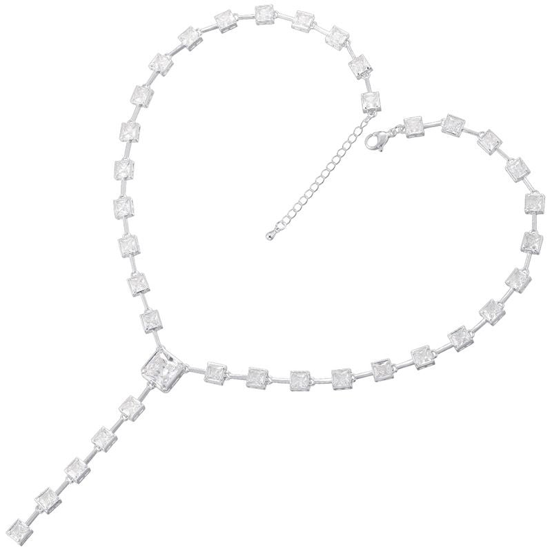 Gold Teardrop Bamboo Necklace Copper Diamond Teardrop Necklace