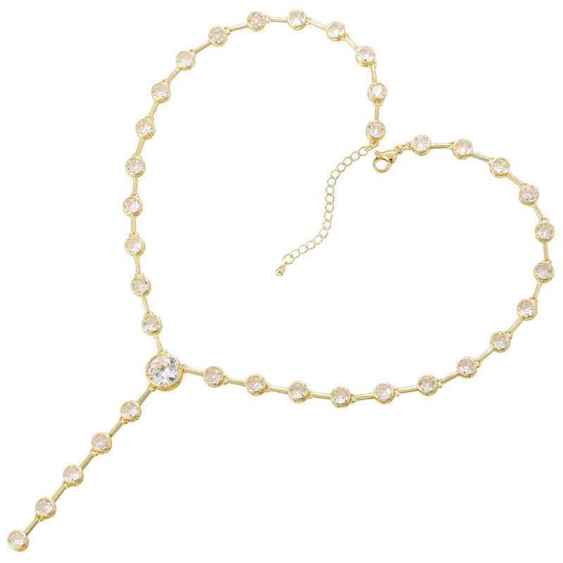 Gold Teardrop Bamboo Necklace Copper Diamond Teardrop Necklace