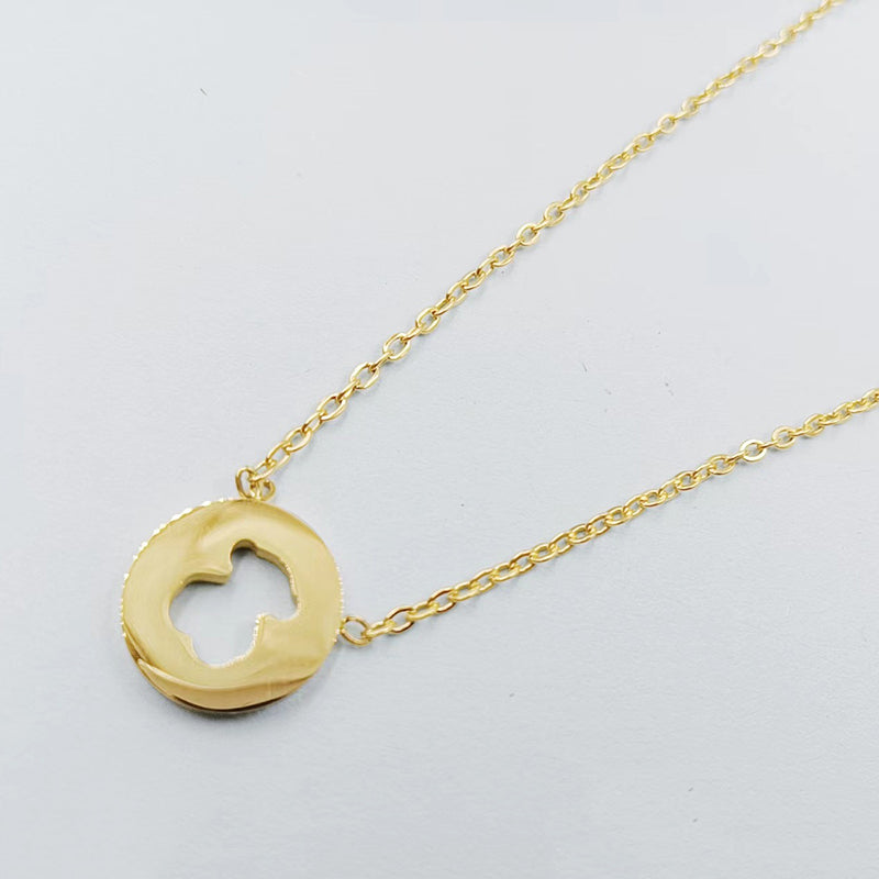 Gold Titanium Steel Gold-plated Bear Necklace