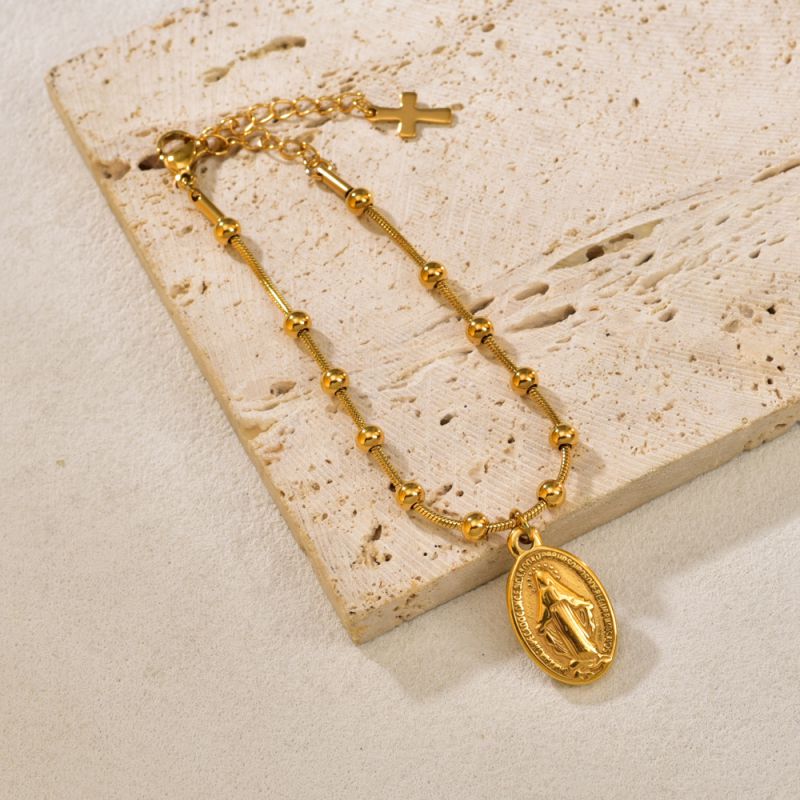 Gold Titanium Steel Madonna Bracelet