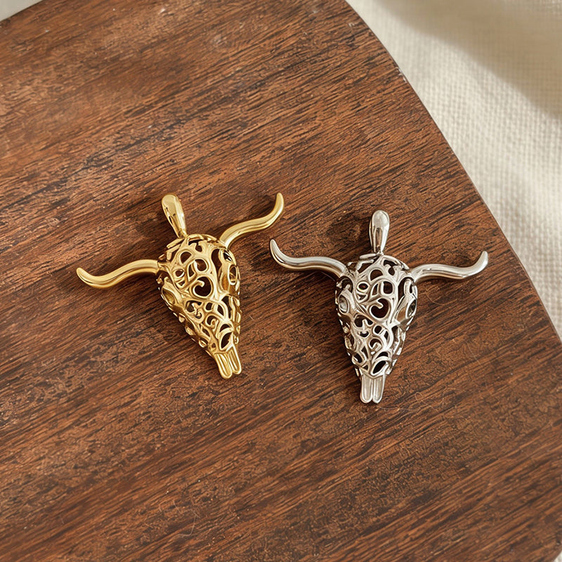 Gold Titanium Steel Openwork Bull Head Accessories