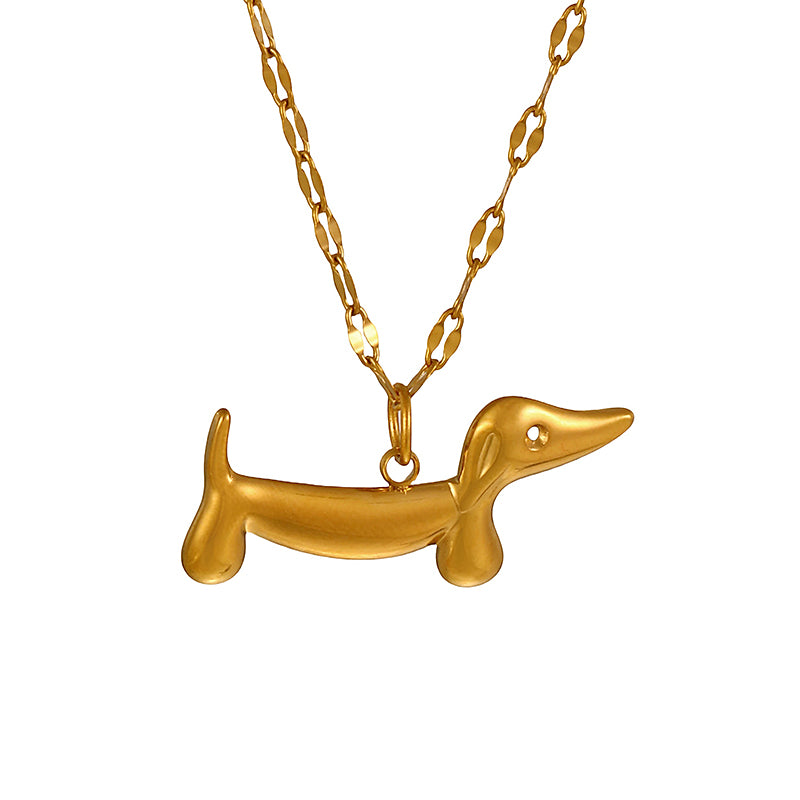 Gold Titanium Steel Pet Dog Necklace