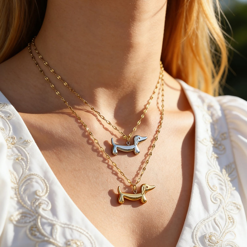 Gold Titanium Steel Pet Dog Necklace