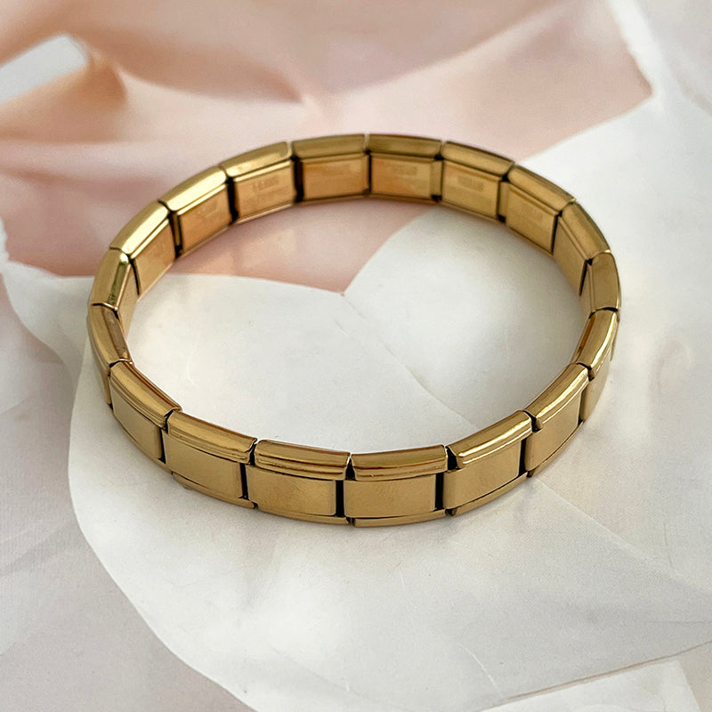 Gold Titanium Steel Square Module Bracelet