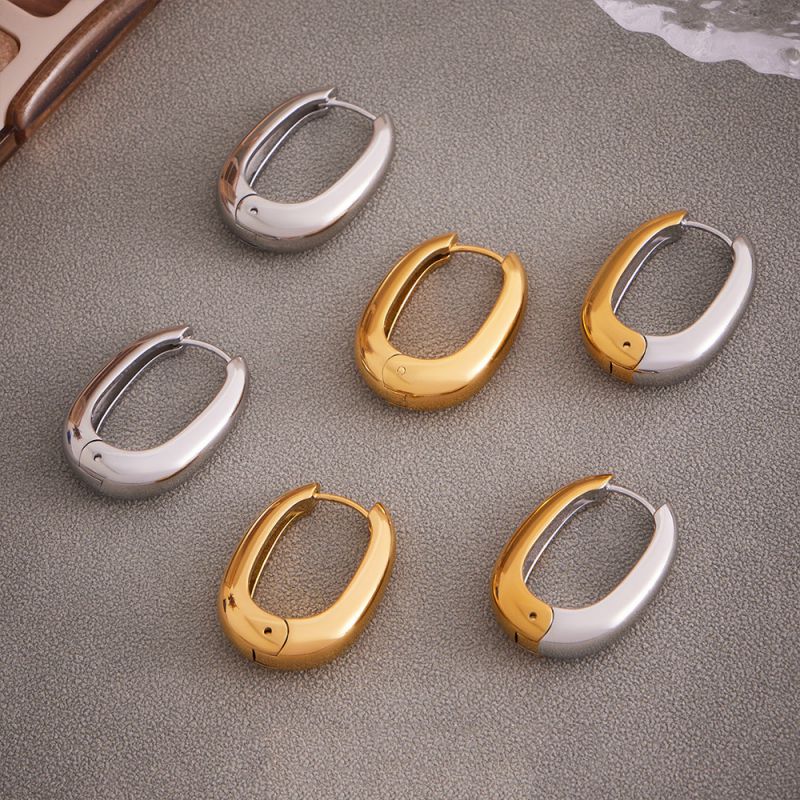 Gold U-shaped Earrings S Stainless Steel Smooth U-shaped Earrings