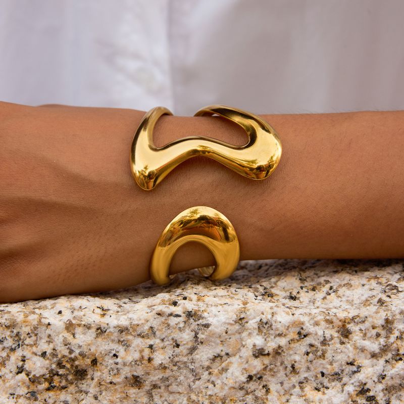 Gold (pair) Stainless Steel Irregular Bracelet