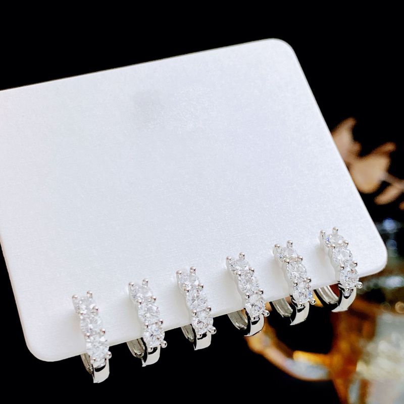 Gold (real Gold Electroplating To Preserve Color) Copper Diamond Round Earring Set