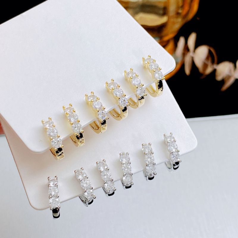 Gold (real Gold Electroplating To Preserve Color) Copper Diamond Round Earring Set