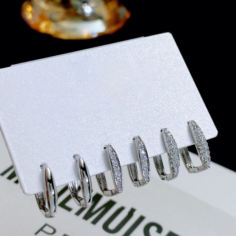 Gold (real Gold Electroplating To Preserve Color) Copper Diamond Square Earring Set