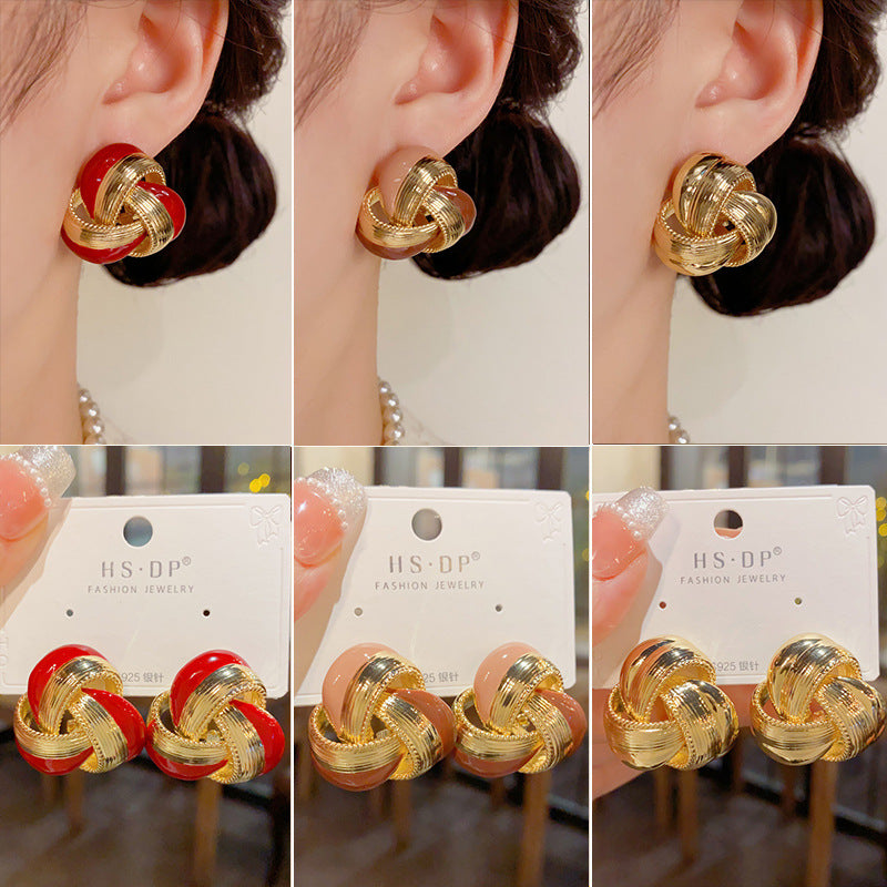 Gold-colored Geometric Earrings With Metal Surround (thickened Real Gold Plating) Irregular Copper Earrings