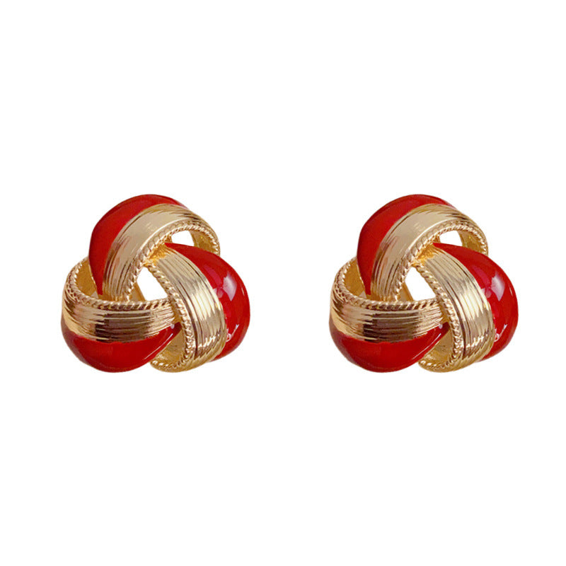 Gold-colored Geometric Earrings With Metal Surround (thickened Real Gold Plating) Irregular Copper Earrings