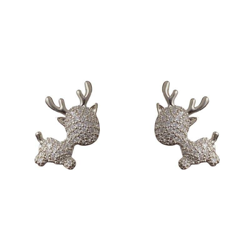Gold-plated Christmas Deer Earrings With Full Diamonds (thickened Real Gold Plating) Brass And Rhinestone Christmas Deer Earrings