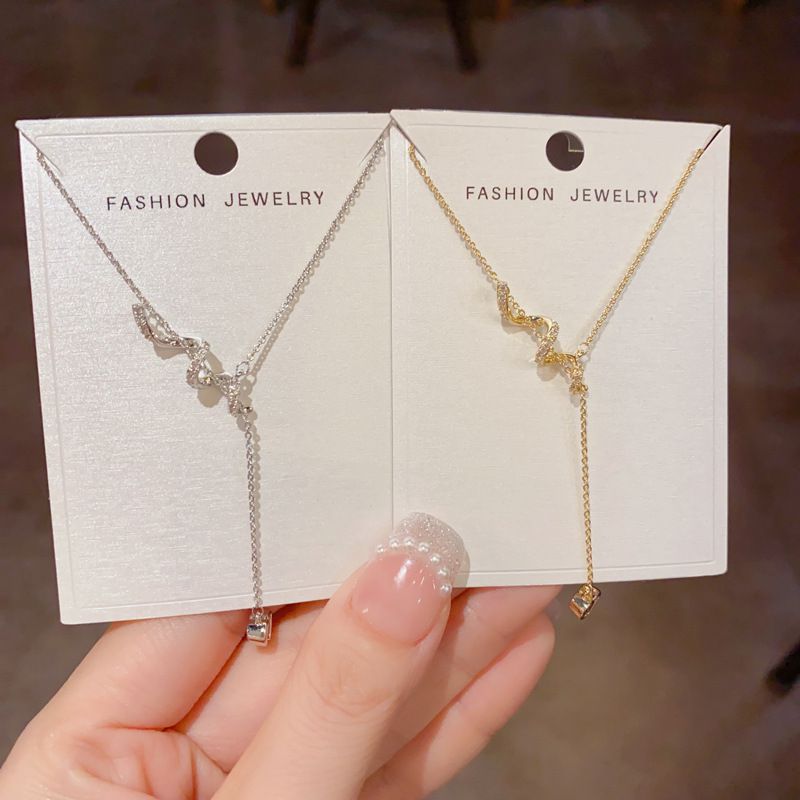 Gold-plated Diamond-encrusted Heart-shaped Tassel Necklace (thickened With Genuine Gold Plating) Copper And Diamond-encrusted Heart-shaped Tassel Necklace