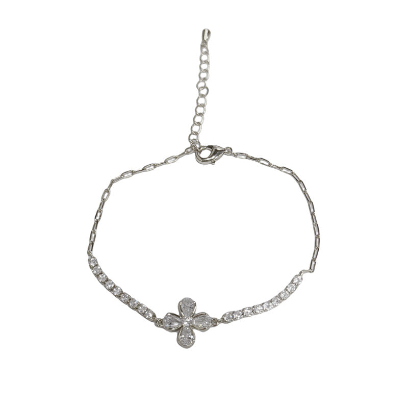 Gold-plated Full-diamond Petal Bracelet (thickened Real Gold Plating) Copper And Diamond-encrusted Petal Bracelet