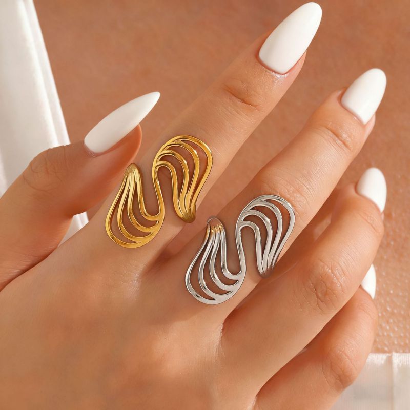 Gold-plated Stainless Steel S-shaped Wrap Ring Stainless Steel Irregular Ring