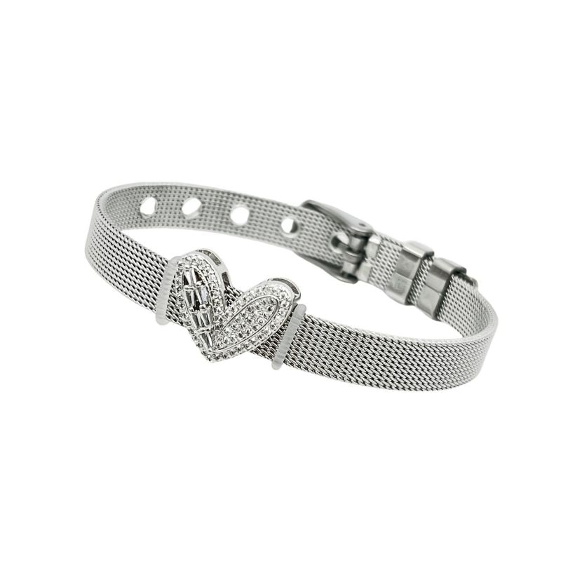 Golden Bear Stainless Steel Diamond-encrusted Bear Watch Strap Bracelet