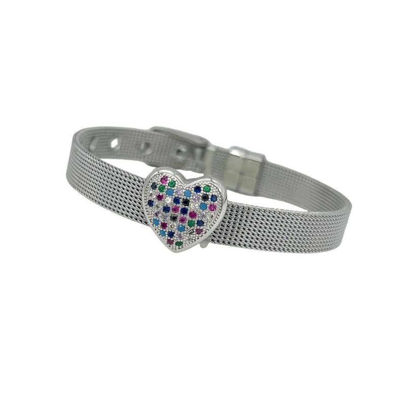 Golden Bear Stainless Steel Diamond-encrusted Bear Watch Strap Bracelet