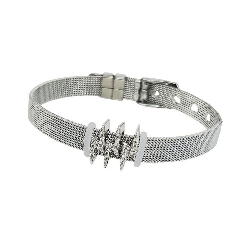 Golden Bear Stainless Steel Diamond-encrusted Bear Watch Strap Bracelet