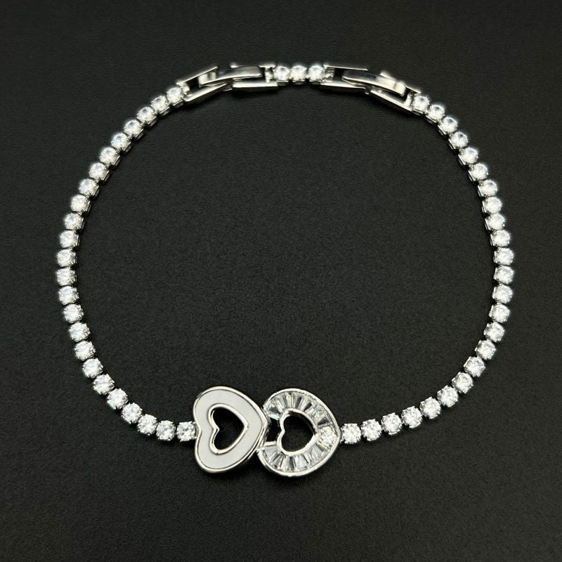 Golden Heart 1 Metal Diamond-encrusted Heart Bracelet