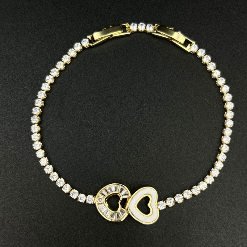 Golden Heart 1 Metal Diamond-encrusted Heart Bracelet