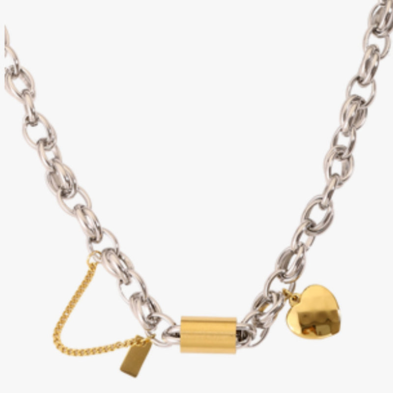 Golden Heart Pendant Bracelet Stainless Steel Heart Bracelet