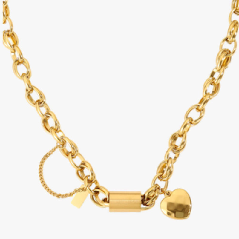 Golden Heart Pendant Bracelet Stainless Steel Heart Bracelet