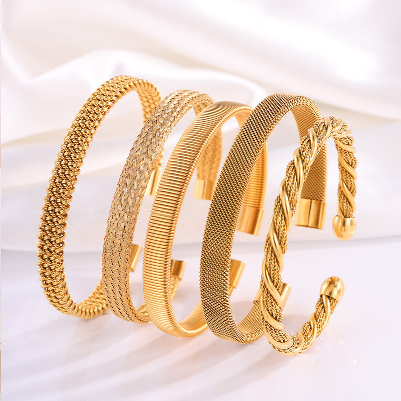 Golden No. 1 Titanium Steel Irregular-shaped Bracelet